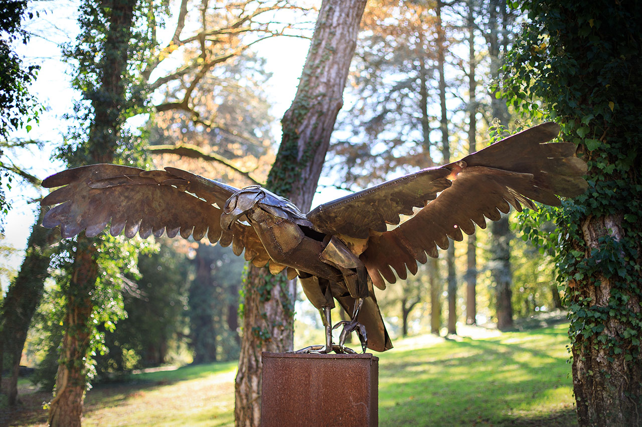 Lumière de fin de journée sur le domaine du château d'Ainé